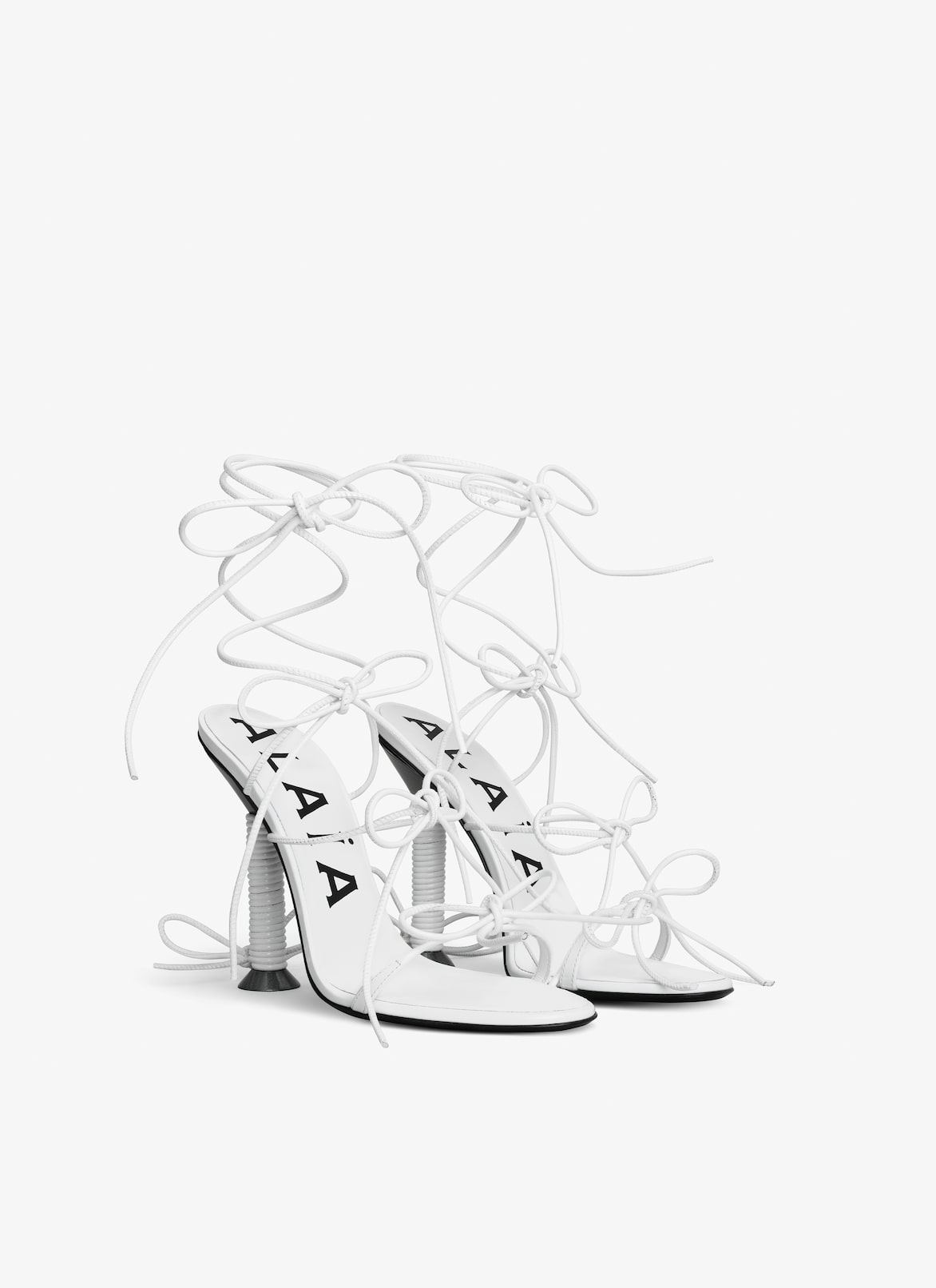 BOBINE SANDALS IN LAMBSKIN ALAÏA WHITE/SILVER BOBINE SANDALS IN LAMBSKIN
